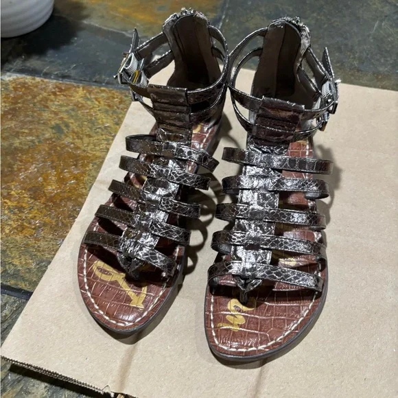 Sam Edelman Brown Metallic Strappy Sandals - Picture 1 of 3